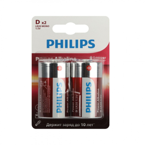 Батарейка Philips LR20 Power Alkaline BL2 (2/24)