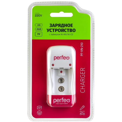 Зарядное устройство Perfeo PF-UN-210 (1-2 акк. AA, AAA Ni-MH/Cd, питание от USB)