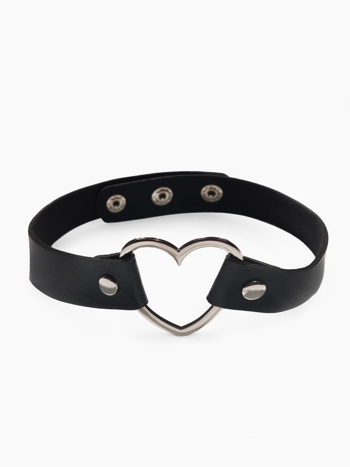 Чокер «Искушение» сердце, цвет чёрный в серебре, 40 см