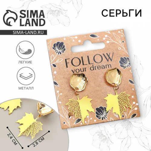 Серьги «Follow your dream», 2.5 х 4 см