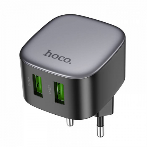 Сетевое зарядное Hoco CS34A USB A, QC3.0 (18W), 2USB выхода, черное, коробка (12)