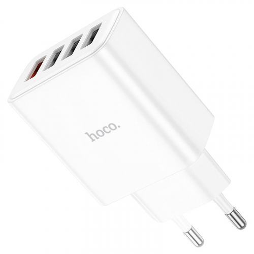 Сетевое зарядное Hoco C102A USB A (28.5W max, QC3.0), 4USB выхода, белое в коробке (13/130)