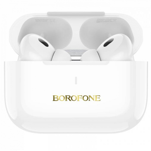 Гарнитура Borofone BW59 PLUS bluetooth 5.3, ANC, вакуумная (чехол с аккумулятором), TWS, белая