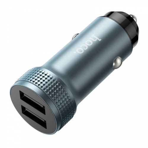 Автомоб. зарядное Hoco Z49 USB A (2400мА), 2USB выхода, (в коробке), серое