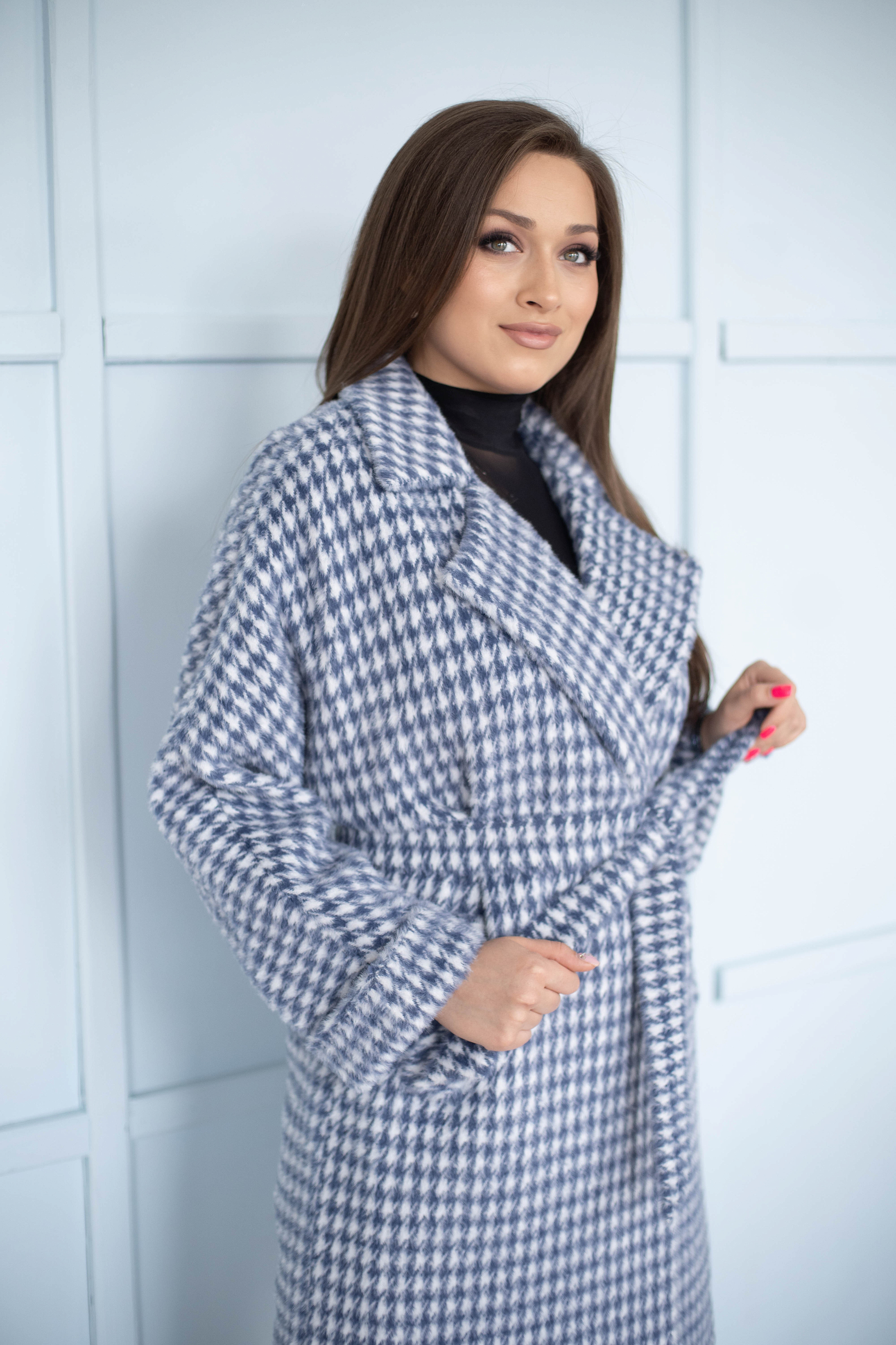 Ст.цена 4500р. Пальто женское демисезонное 22480 (grey blue)