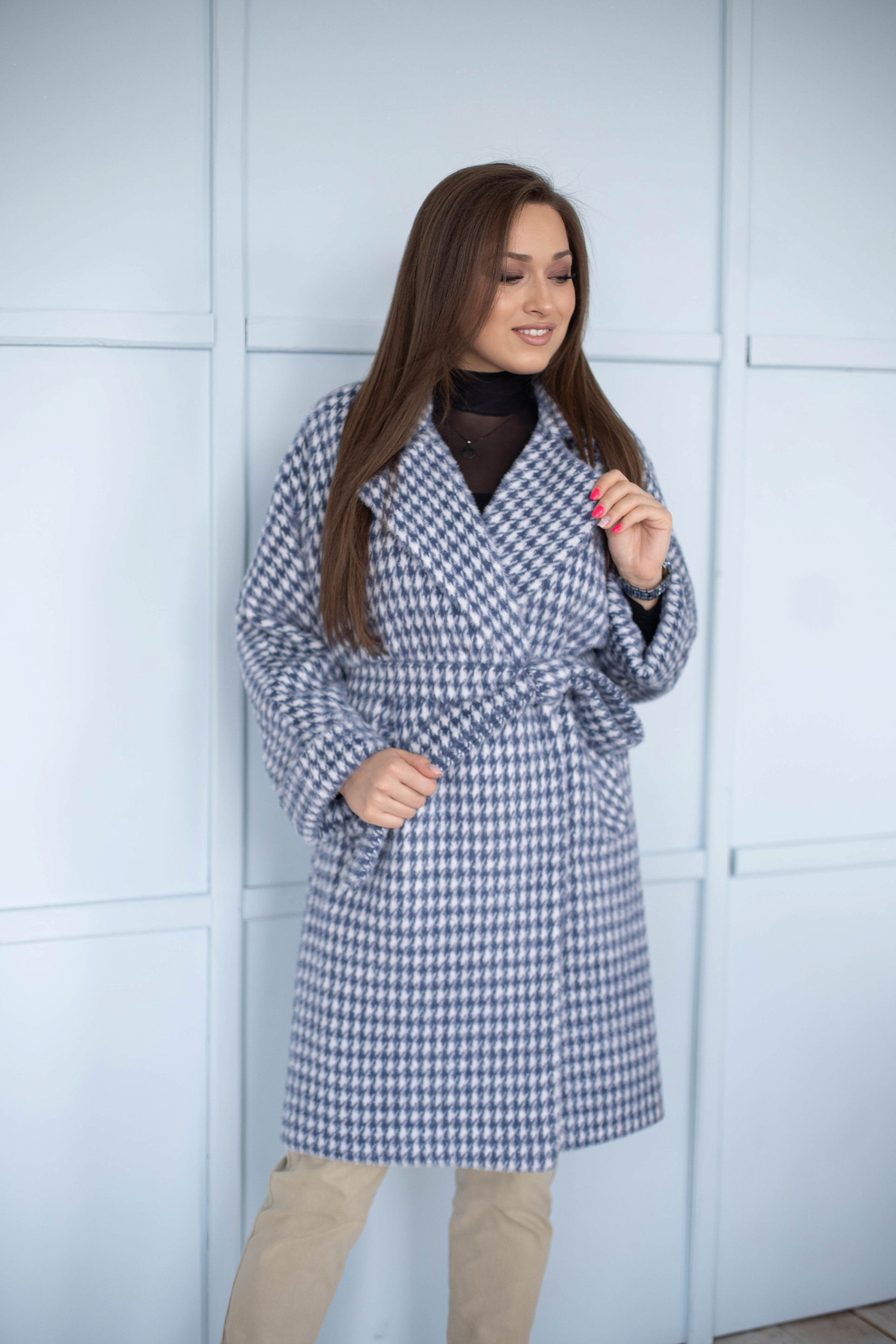 Ст.цена 4500р. Пальто женское демисезонное 22480 (grey blue)