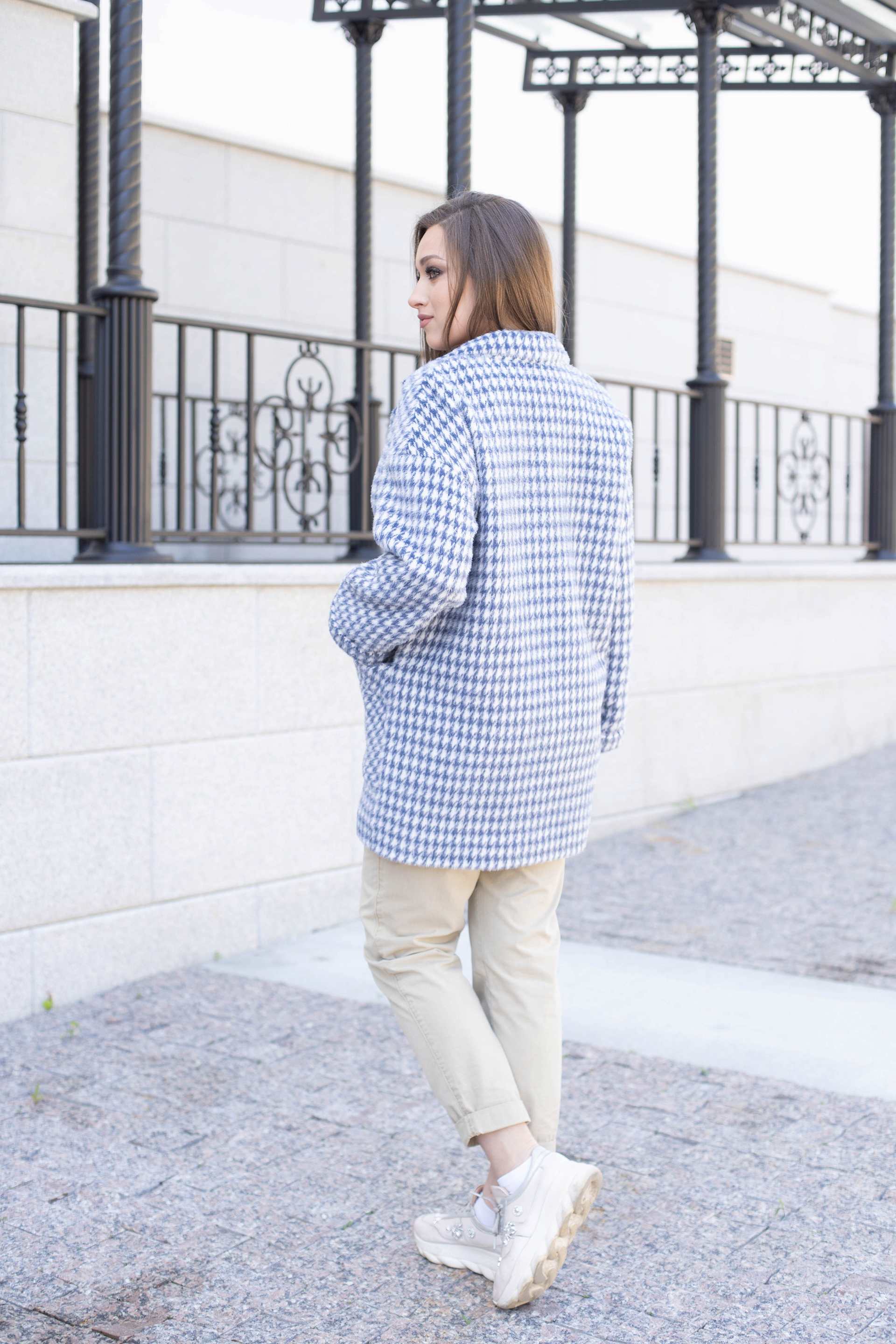 Ст.цена 4500р. Пальто женское демисезонное 22520 (grey blue)