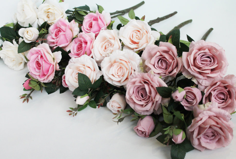 Б11448 Б/С Куст розы 9 голов декоративный