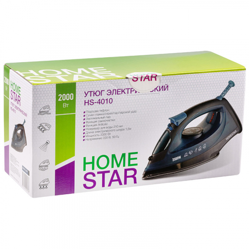 Утюг HomeStar HS-4010 тефлоновая подошва 2000Вт, черный арт.105379