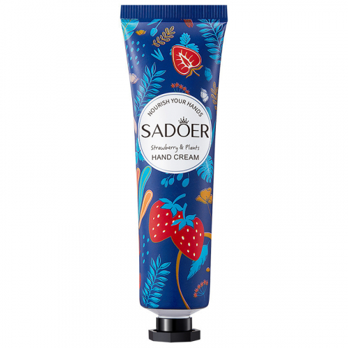 Крем для рук с растительными экстрактами, аромат клубника SADOER Strawberry & Plants hand cream, 30 г