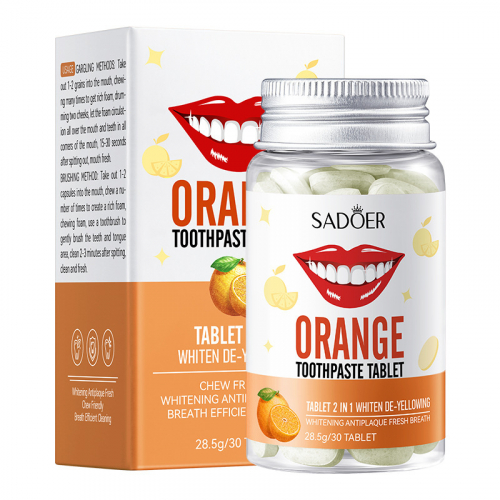 Зубная паста в таблетках отбеливающая с ароматом апельсина SADOER ORANGE Toothpaste Tablet, 30 шт