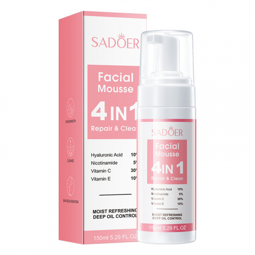 Восстанавливающая мусс-пенка для лица SADOER Facial Mousse 4 in 1 Repair & Clean, 150мл