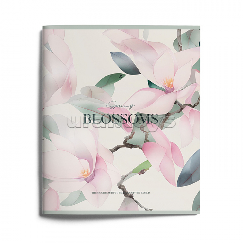 Тетрадь 48 л. клетка. скреп. BLOSSOMS мел. карт. запечатка форзаца, soft touch