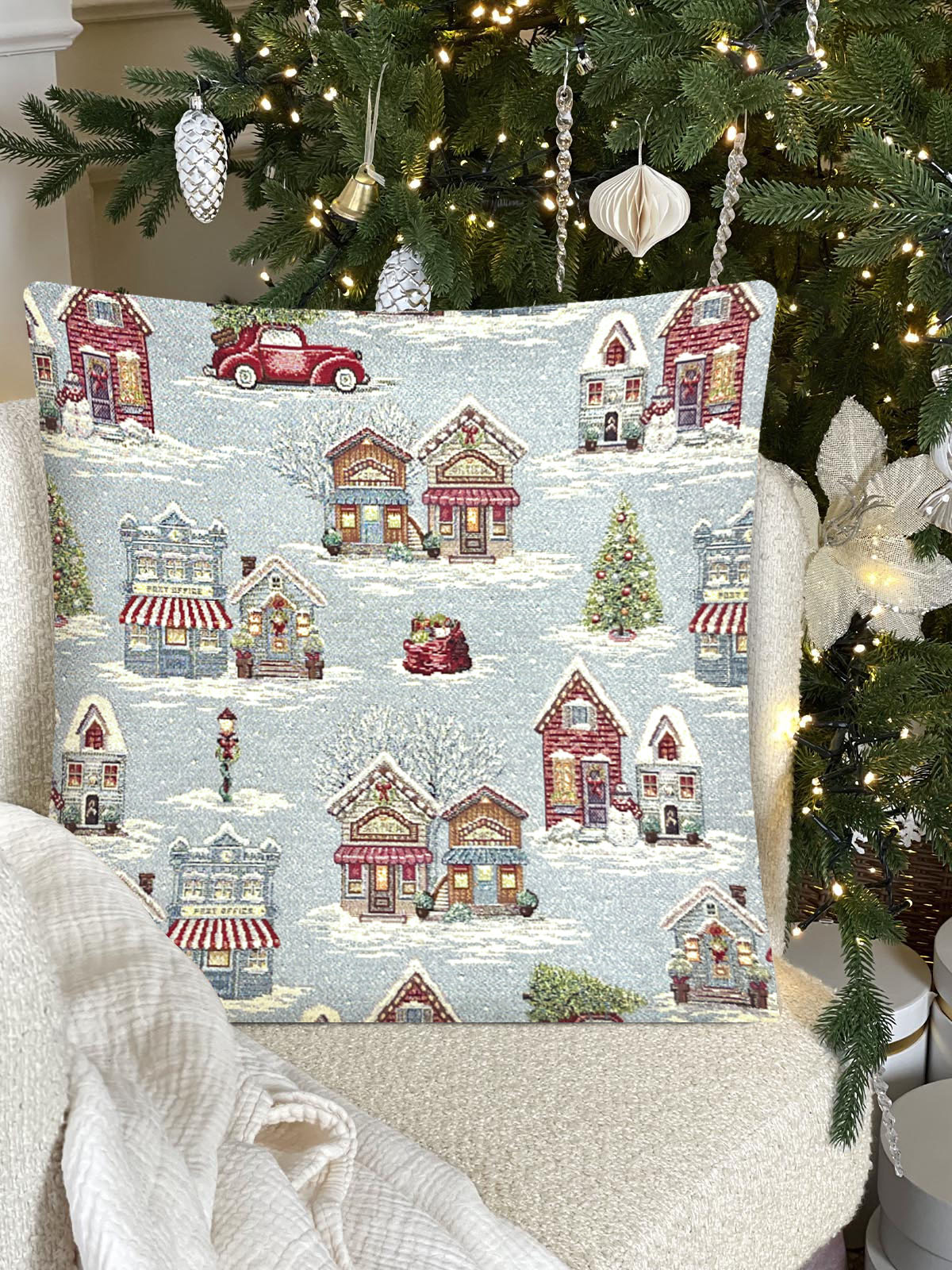 Новогодняя ярмарка Домики Наволочка 45х45 см 2413366 New односторонняя