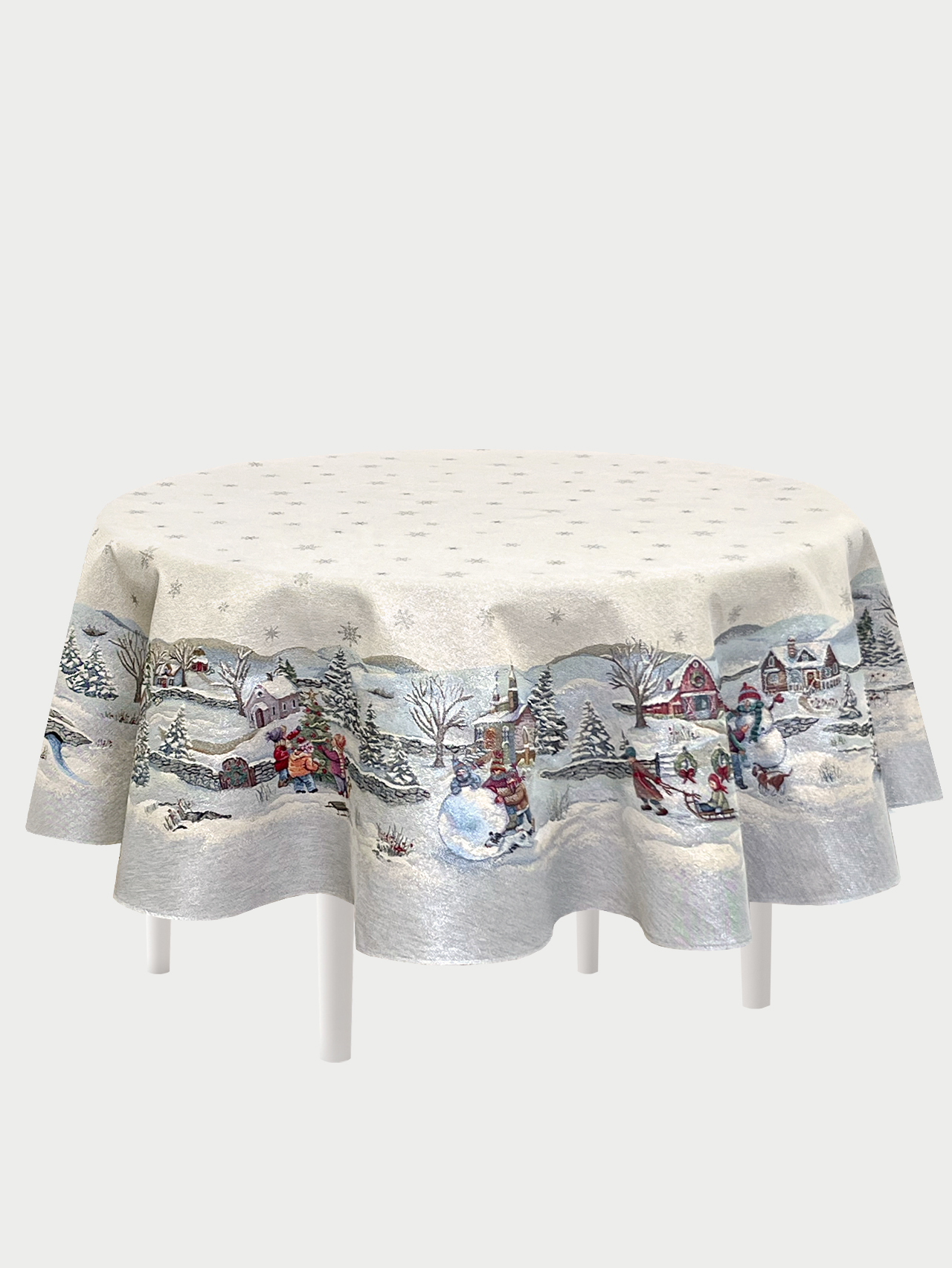 Новогодние каникулы Скатерть круг д160 см серебро 2413539 New