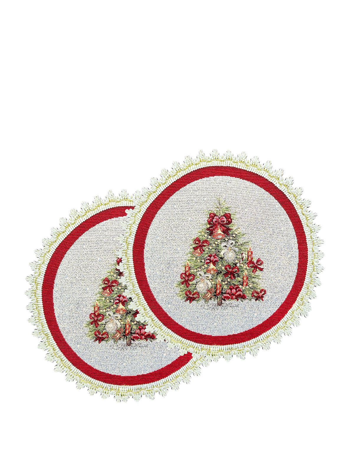 Новогодняя ярмарка Комплект салфеток 2 шт д27 см 2414966 тесьма золото