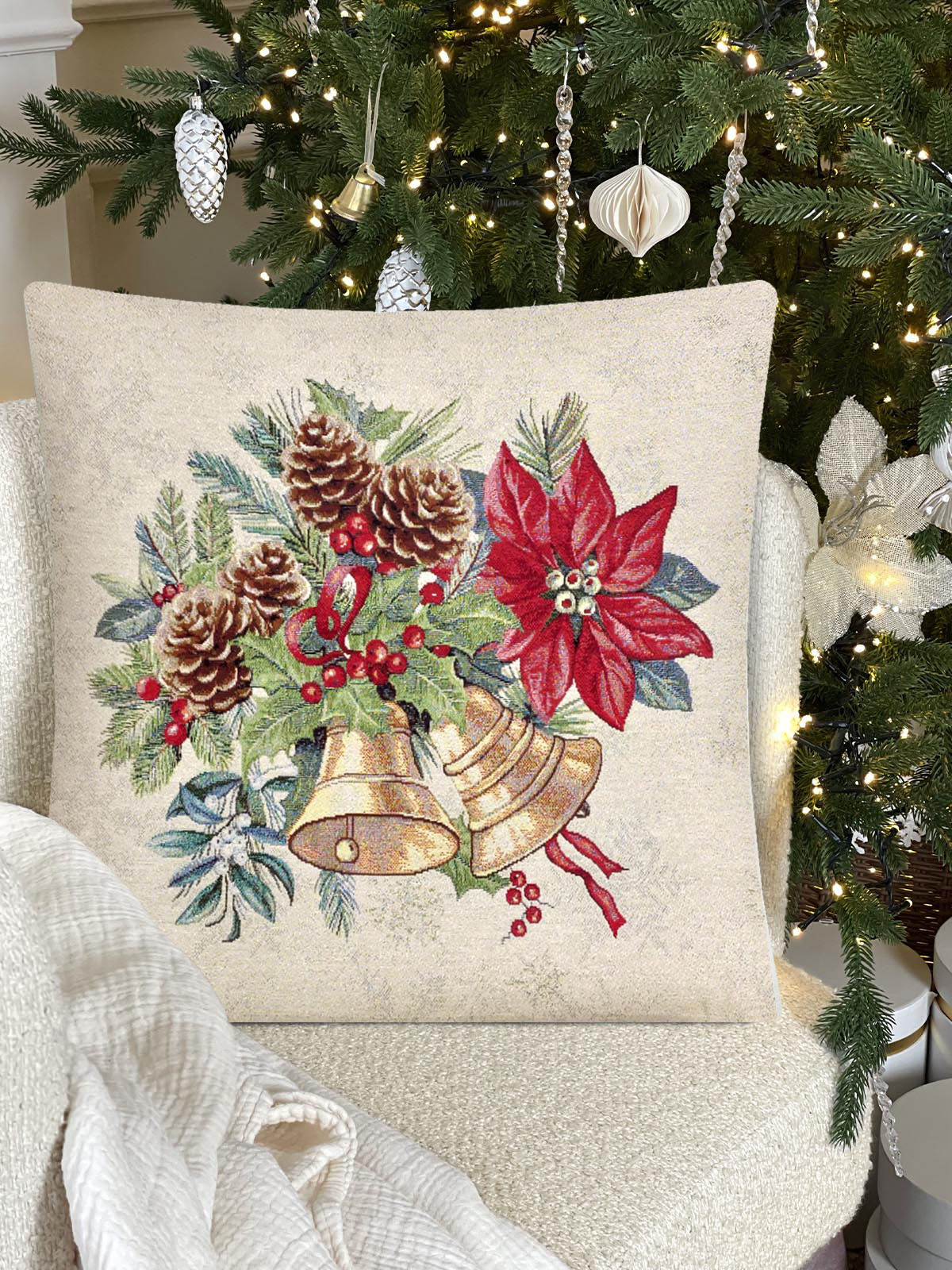 Галерея снежинок Колокольчики Наволочка 45х45 см серебро 2414316 New