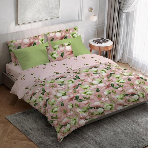 Простыня евро (220*240) бязь Премиум Реноме 7275-1 Сады Сингапура (арт.38/005)