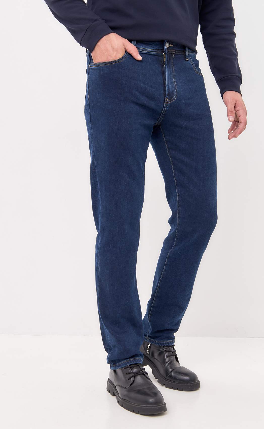 Джинсы утепл F421-0151W d.blue