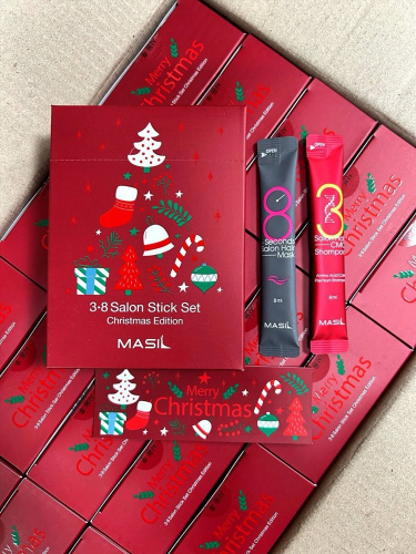 MASIL / НАБОР 3.8 SALON HAIR STICK SET CHRISTMAS EDITION SET (MASK 8мл*10шт / SHAMPOO 8мл*10шт)