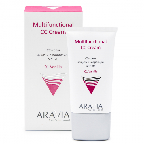 406643 ARAVIA Professional СС-крем защитный SPF-20 Multifunctional CC Cream, Vanilla 01, туба 50 мл/15