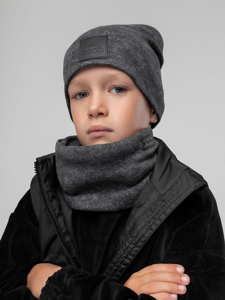 Комплект (шапка, снуд) 13-150MU; графит (черный)