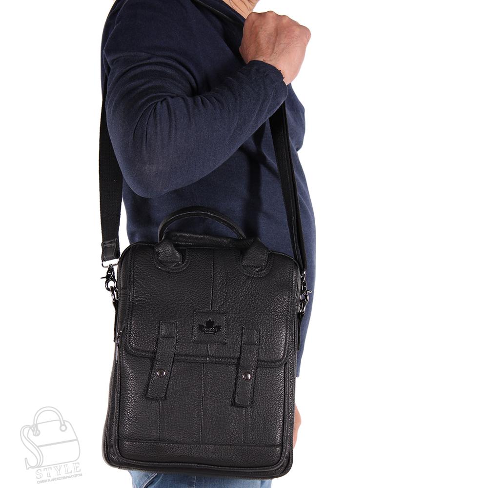 Сумка мужская кожаная 3888Z black Zinimsk