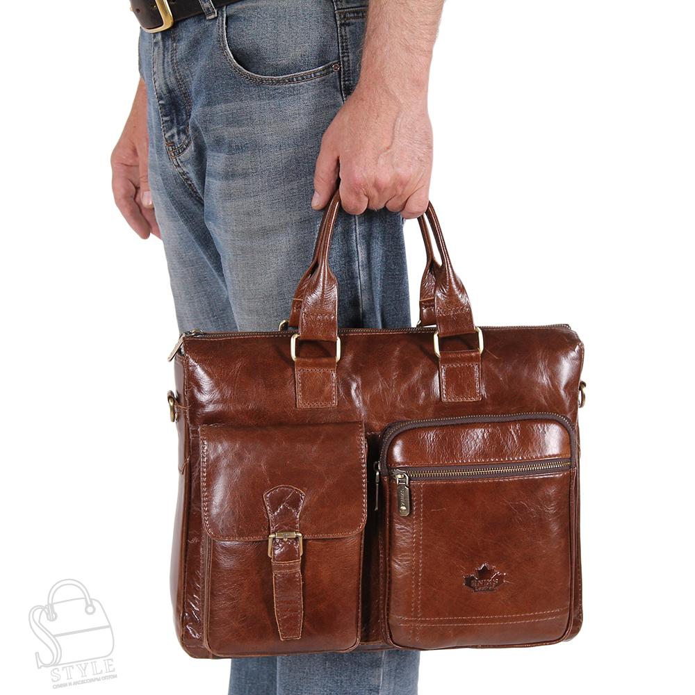 Портфель мужской кожаный 0065Z brown Zinimsk