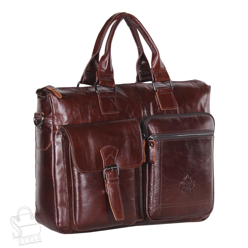 Портфель мужской кожаный 0065Z brown Zinimsk