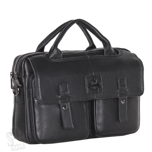 Портфель мужской кожаный 3885Z black  Zinimsk