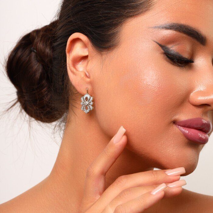 Серьги ювелирная бижутерия Итальянское золото (покрытие желтое 14к), вставка: фианиты, цвет: прозрачный, арт.217.135