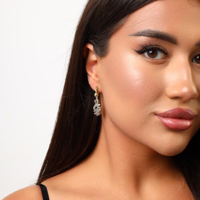 Серьги ювелирная бижутерия Итальянское золото (покрытие желтое 14к), вставка: фианиты, арт. 217.112