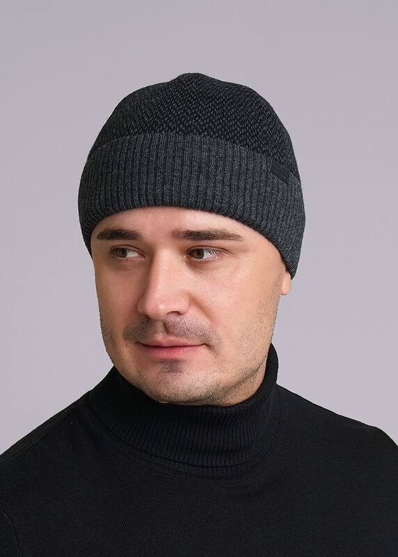 CLE 433851аш флис Шапка мужская 433851аш флис меланж т.серый/чёрный