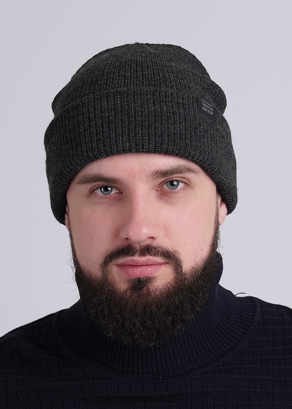 CLE 413342аш Шапка мужская 413342аш меланж т.серый