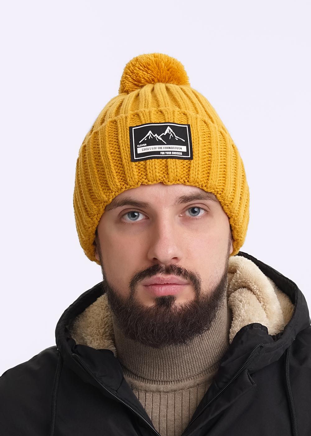 CLE 433802ап флис Шапка мужская 433802ап флис горчичный
