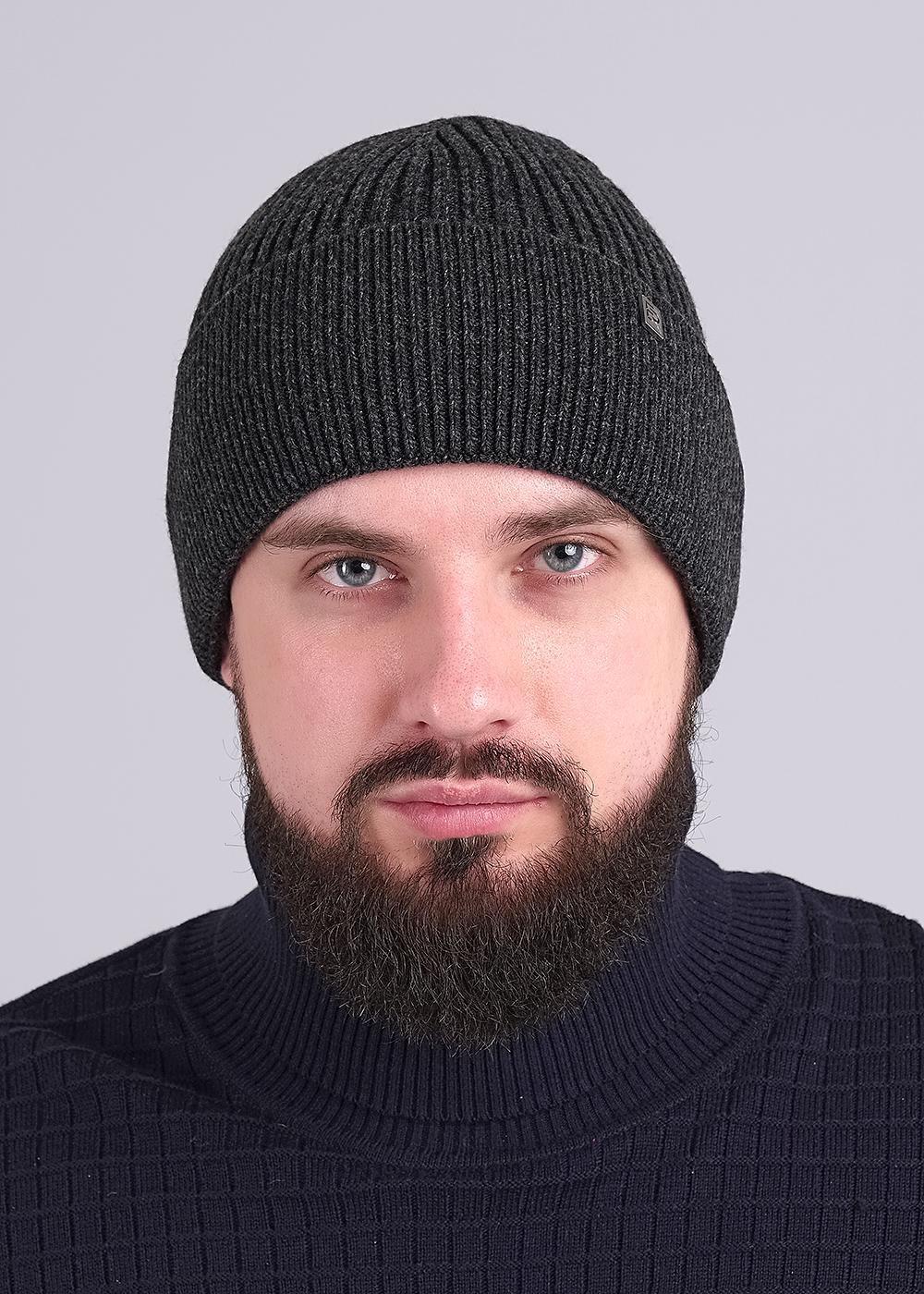 CLE 433793шв Шапка мужская 433793шв меланж т.серый/чёрный