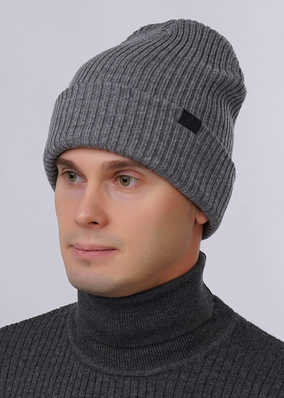 CLE 423565аш Шапка мужская 423565аш меланж серый