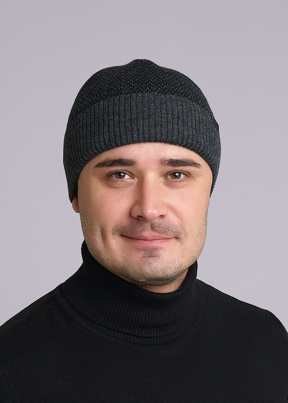 CLE 433851аш флис Шапка мужская 433851аш флис меланж т.серый/чёрный