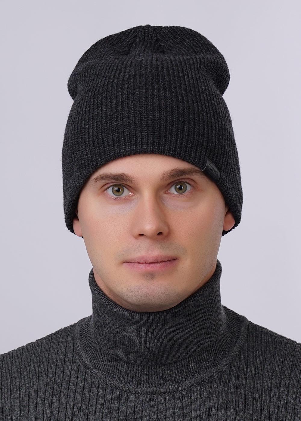 CLE 413342аш Шапка мужская 413342аш меланж т.серый