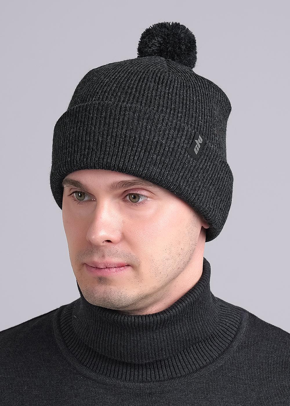 CLE 444155аш Шапка мужская 444155аш меланж т.серый