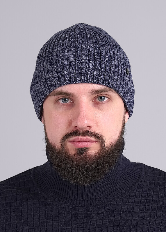 CLE 433885аш флис Шапка мужская 433885аш флис джинсовый/т.синий