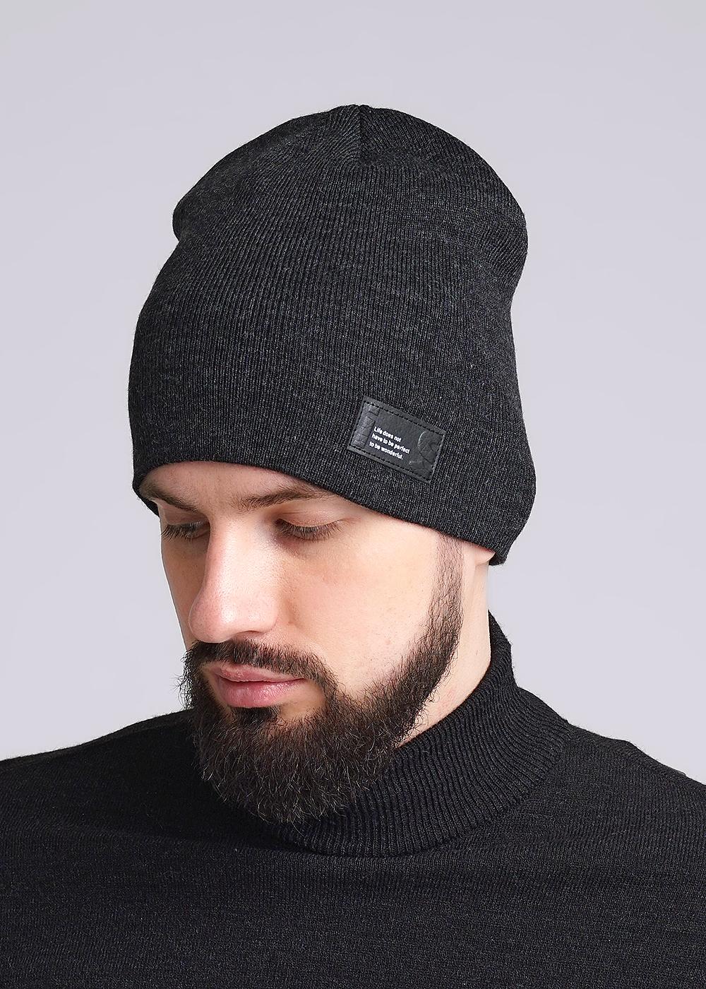 CLE 433902аш Шапка мужская 433902аш меланж т.серый
