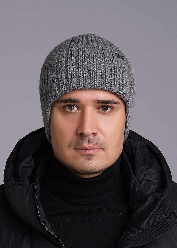 CLE 433852ак флис Шапка мужская 433852ак флис меланж серый