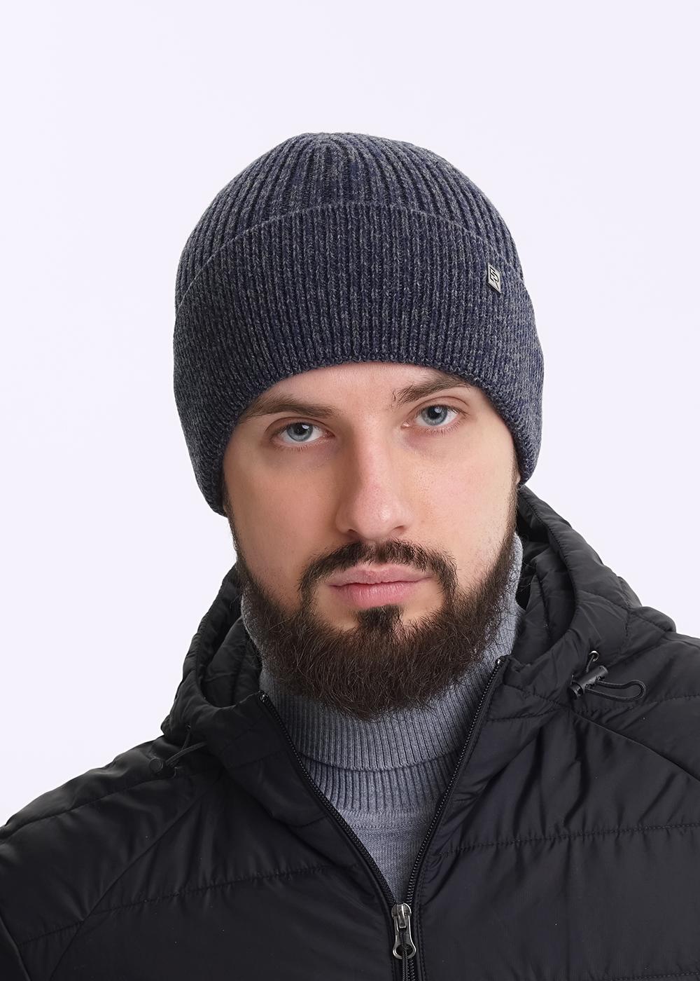 CLE 433793шв Шапка мужская 433793шв т.синий/меланж серый