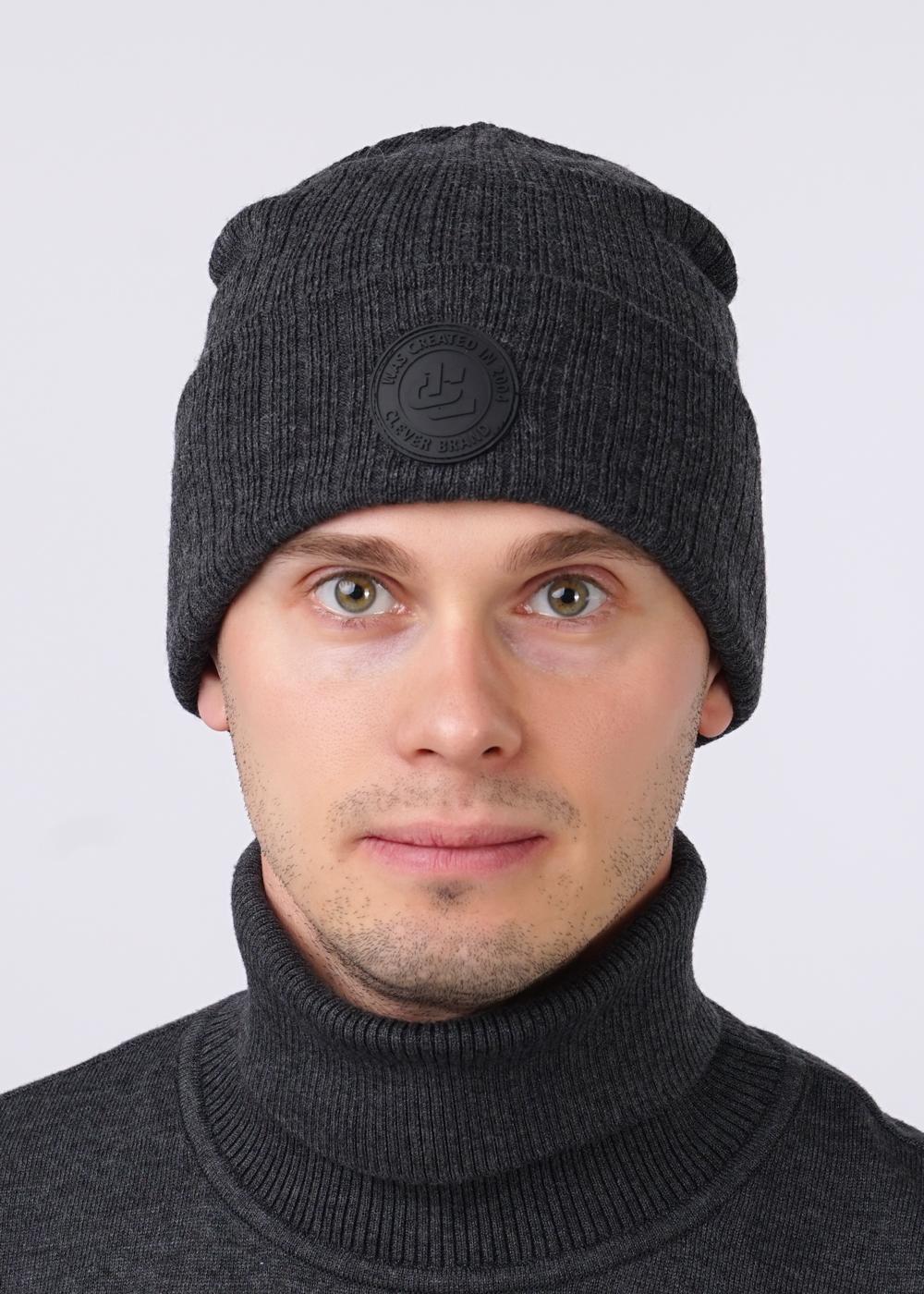 Ст.цена 500р CLE 423610ша Шапка мужская 423610ша меланж т.серый