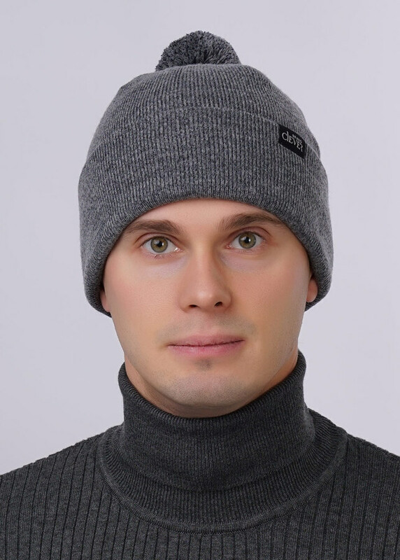 Ст.цена 560р CLE 423686аш Шапка мужская 423686аш меланж серый/чёрный