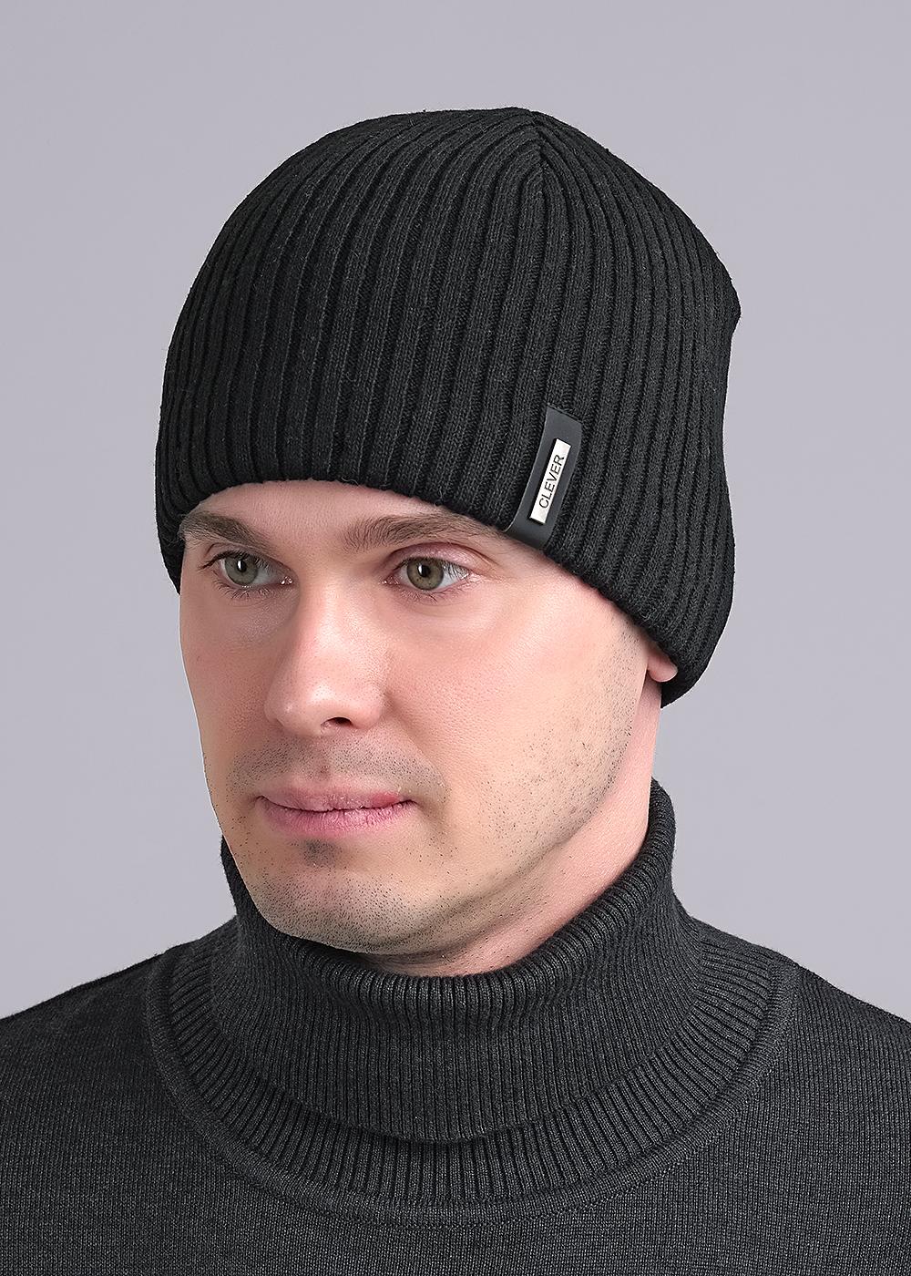 CLE 444170аш флис Шапка мужская 444170аш флис чёрный