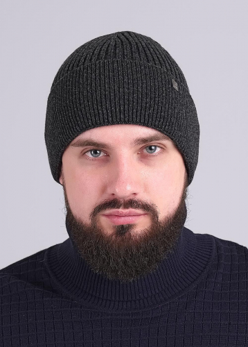 CLE 433793шв Шапка мужская 433793шв меланж т.серый/чёрный
