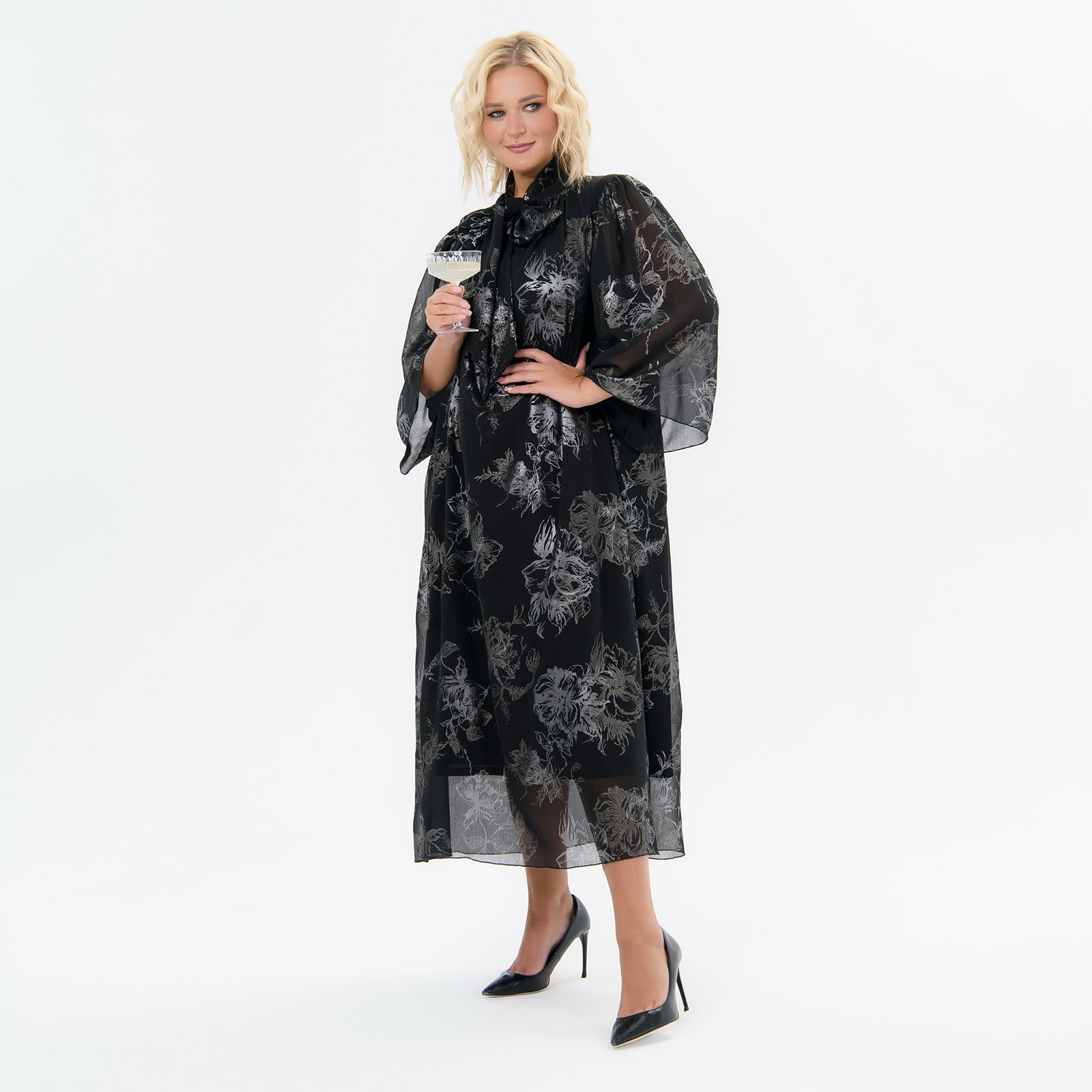 Платье А-силуэта, шифон