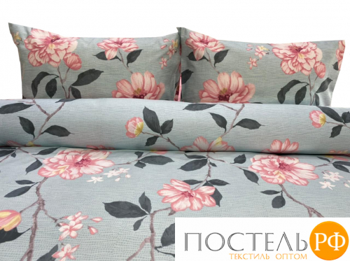 КПБ Dome Pink flowers (2 сп. евро) пододеяльник - 200х220 см, простыня - 220х240 см, 50х70 см - 2 шт, сатин